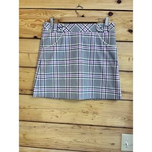 Cutter & Buck Womens Plaid Golf Skort Purple Grey Yellow Size 8 LCB07059